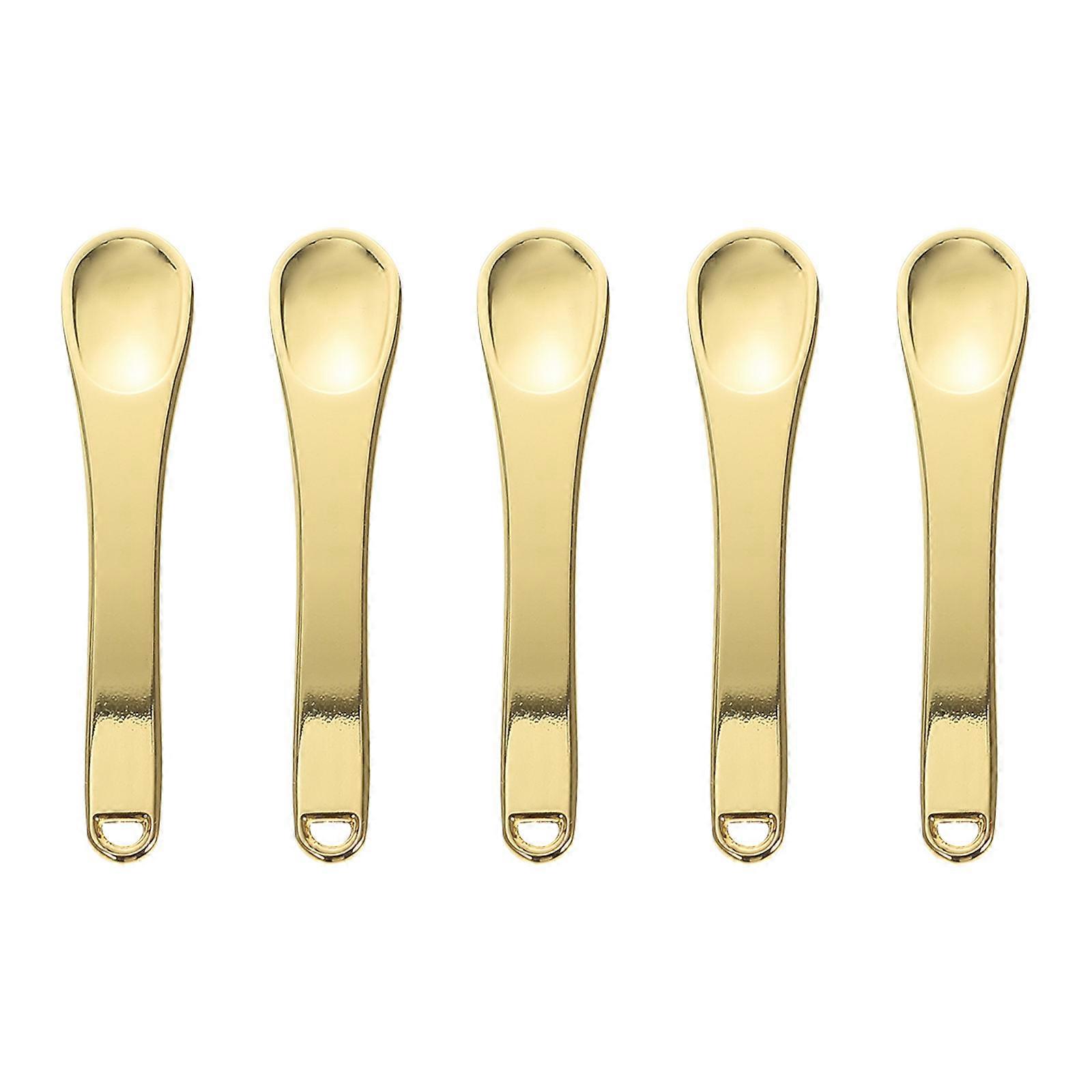Golden Zinc Alloy Eye Cream Spoons for Home Use Durable Portable with Spoon End 5PCS