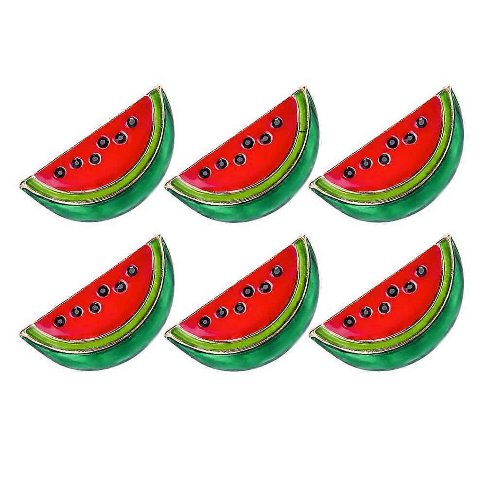 Cartoon Watermelon Brooch Pin Alloy Material 6Pcs For Scarves And Bags