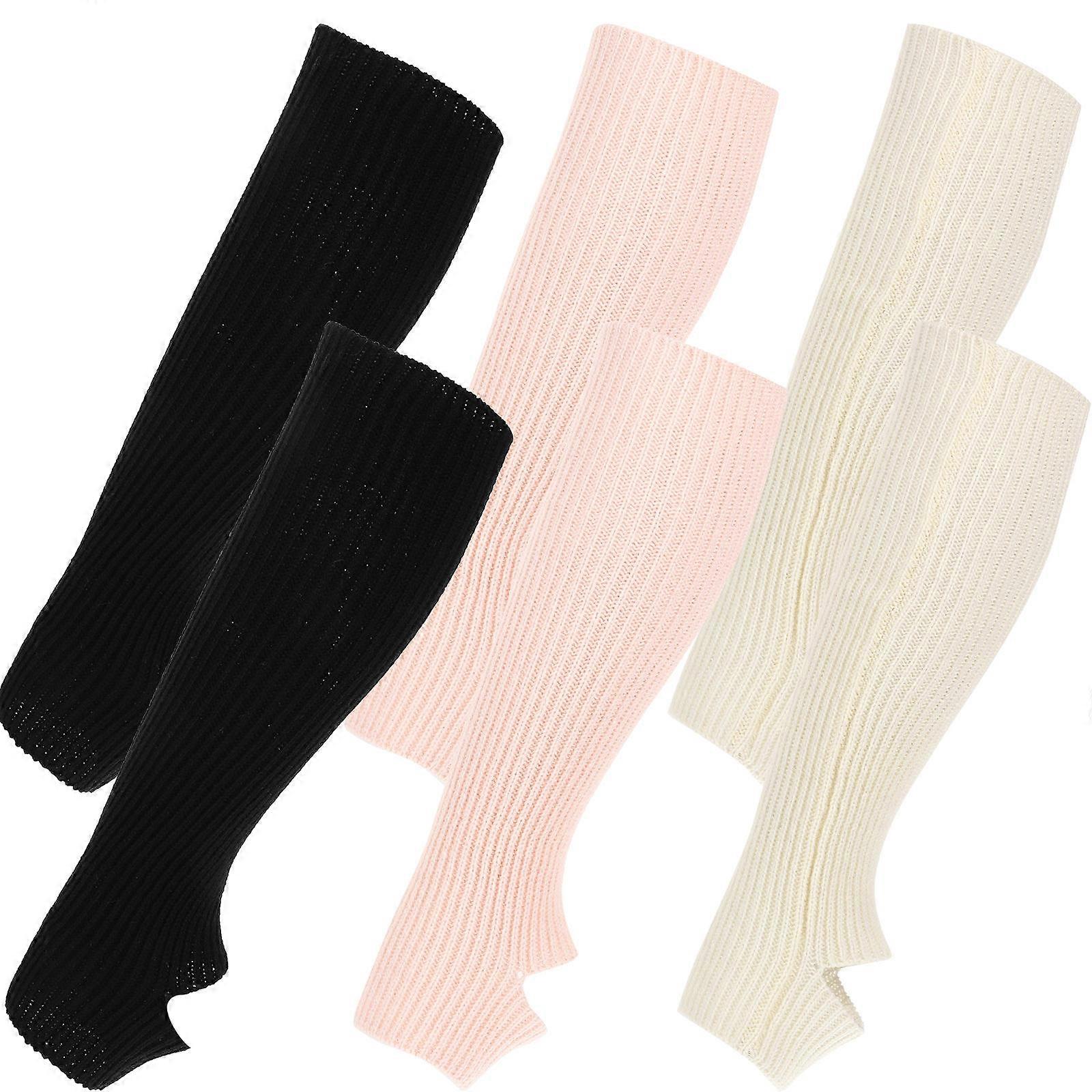 Leg Warmers Ballet Dance Protection Warm 3 Pairs Black Acrylic Fiber