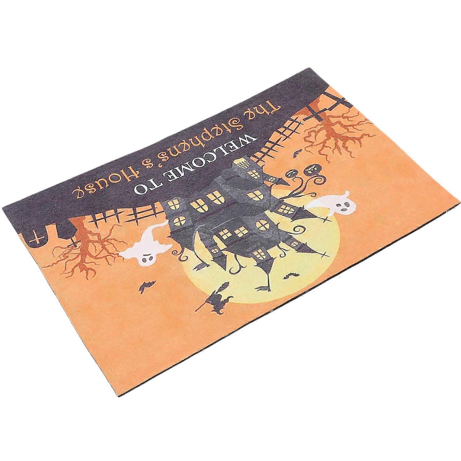 Small Door Mat Halloween Elements Decorative Durable Non-Slip For Balcony 60x40cm 1Set
