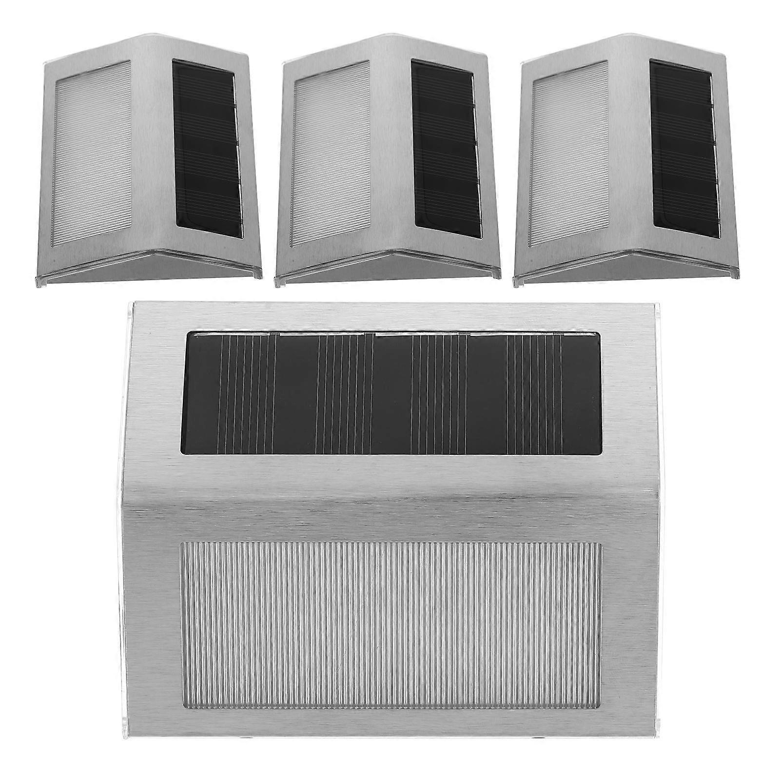 ソーラー階段ライトステンレス鋼屋外ガーデンヤードステップライトウォールランプウォームライト4個