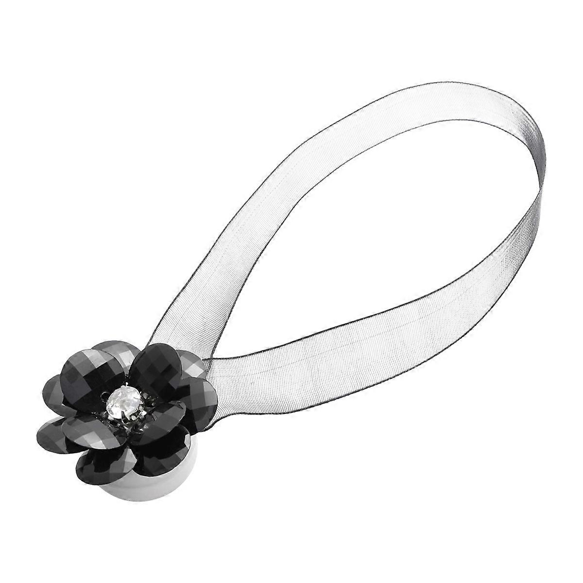 Flower Curtain Holdbacks Magnetic Tiebacks Decorative Buckles for Homeowners Classical Style Black 1Pack