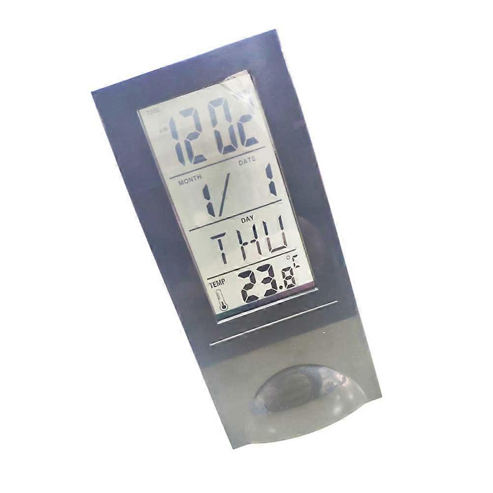 Digital LCD Alarm Clock with Calendar & Temperature Display – Multifunctional Table Clock for Home, Office, Bedroom, and Travel – Black Glass Screen