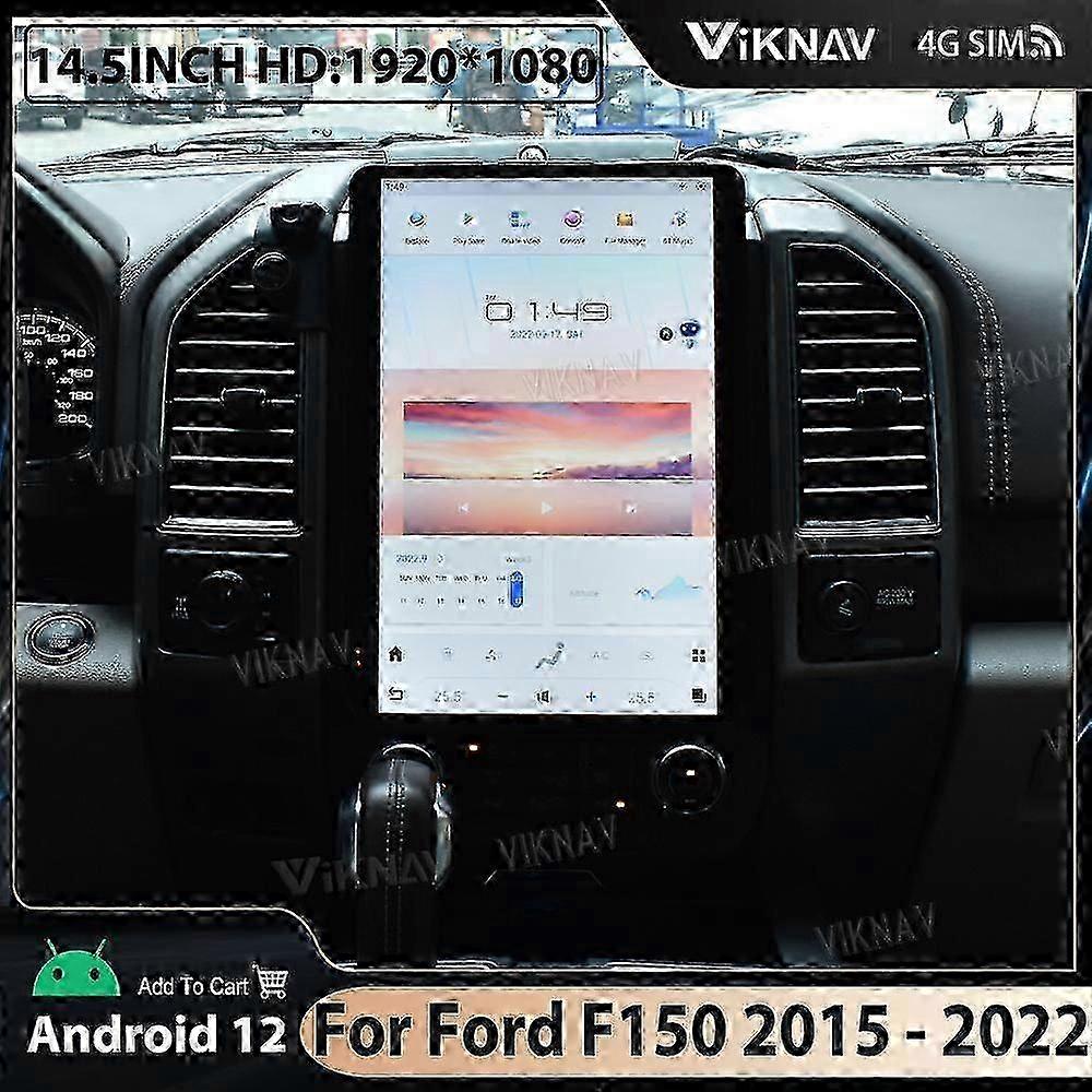 Latest Android 12 Head Unit System for 2015 - 2022 Ford F150 Car Radio with 14.5 Inch Multimedia Player and Auto Carplay Compatibility