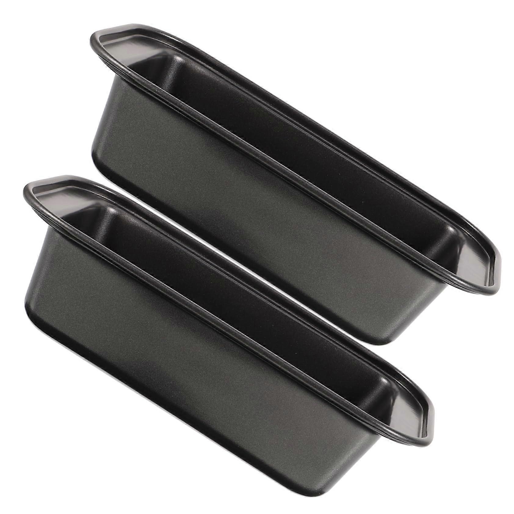 Maifan Stone Cake Mould Set of 2 Aluminium Baking Tins for Black Bread Loaf with Lid 18.56x9.8x5.2cm Black