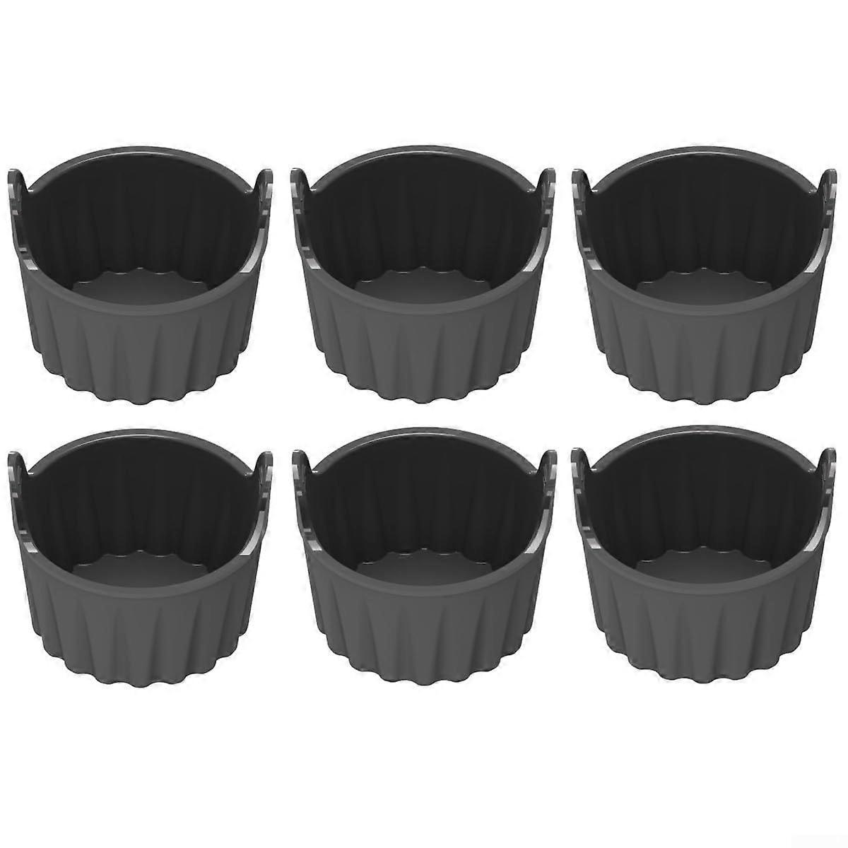 Silicone Baking Molds Compatible with Air Fryer for Muffins and Eggs, 6-Pack, Gray Color, Durable Material