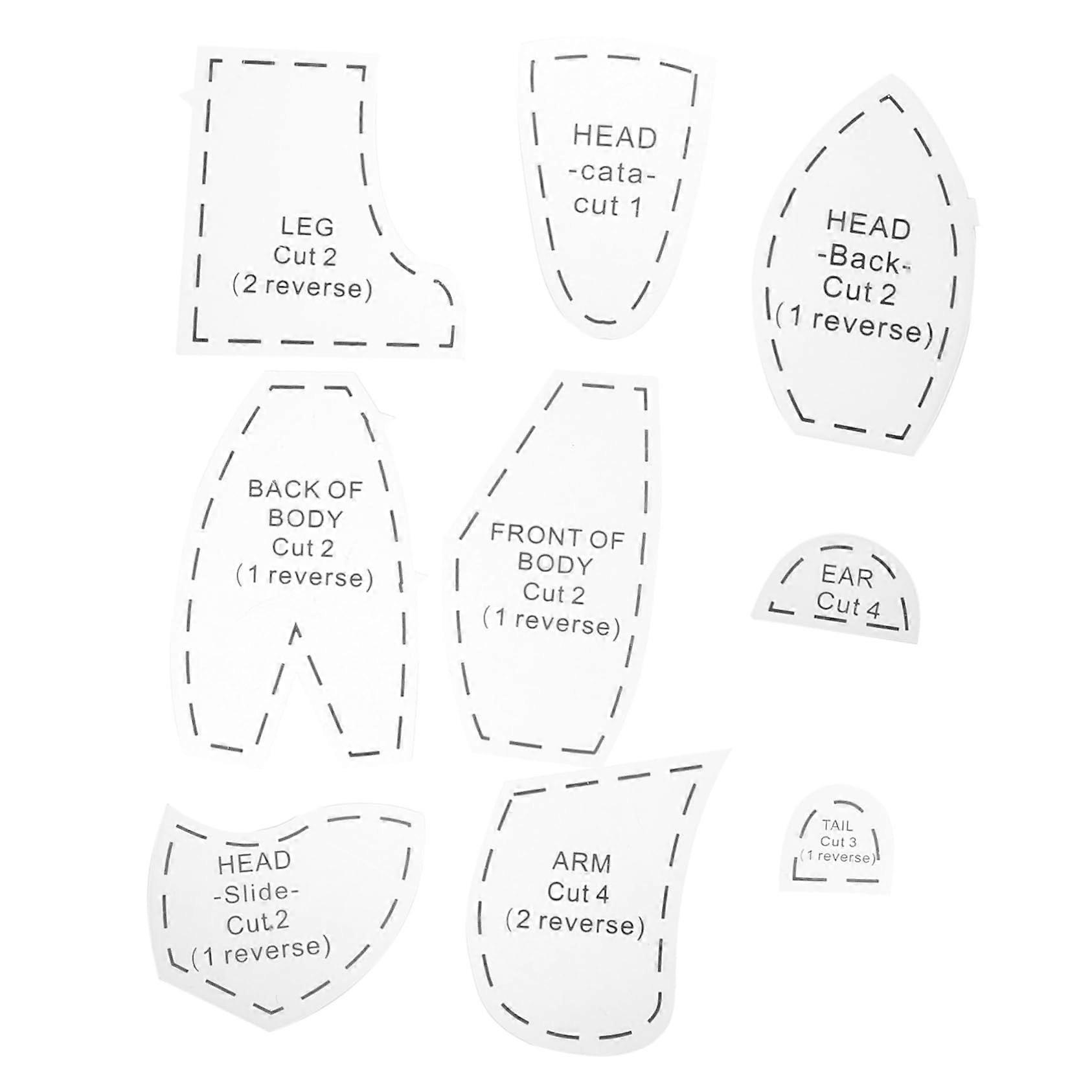 10Piece Memory Bear Template Ruler Set, Acrylic Quilt Templates for Sewing, Crafts, Simple Sewing Patterns, Beginners, Stuffed Animal Cutting Pattern