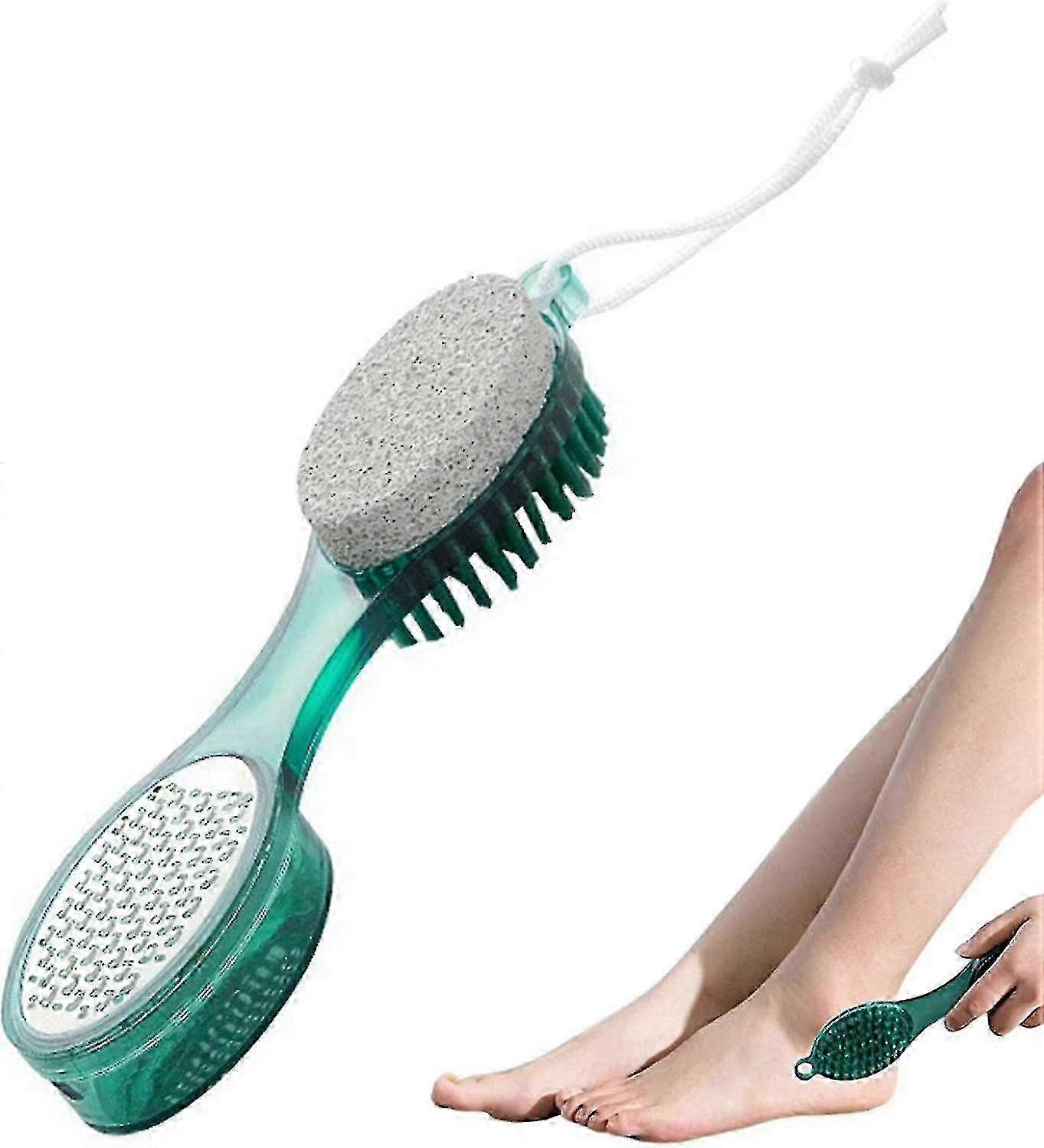4 In 1 Pedicure Paddle Kit Tool with Pumice Stone for Feet, Metal File and Cleaning Brush for Wet/Dry Feet