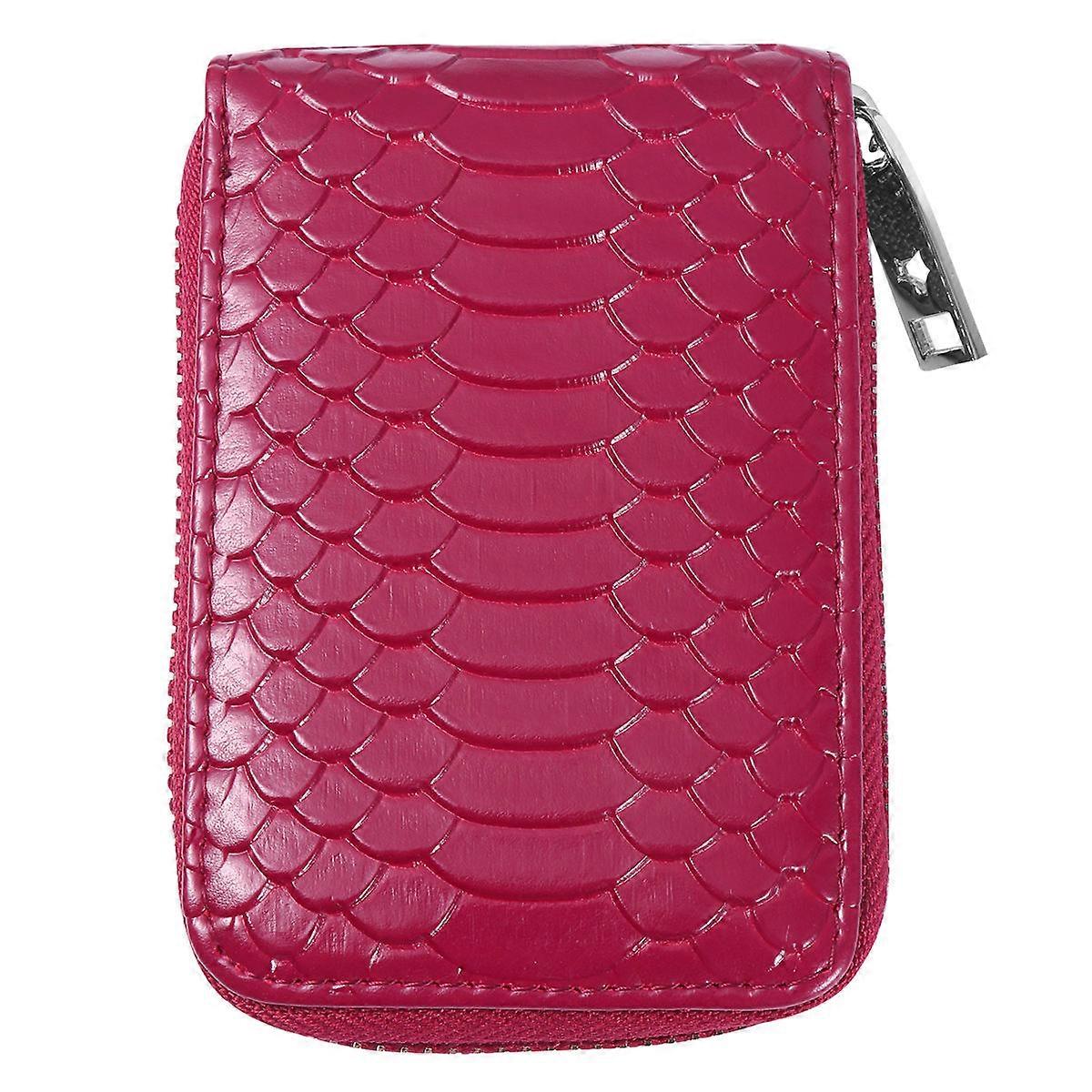 Credit Card Holder Wallet for Men – Compact Durable Design with Zippered Pocket, Rose Purple, Stylish ID & Card Organizer