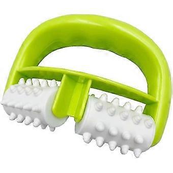 Dual-Wheel Cellulite Massage Roller  Manual Handheld Tool for Arms and Shoulders (Green)