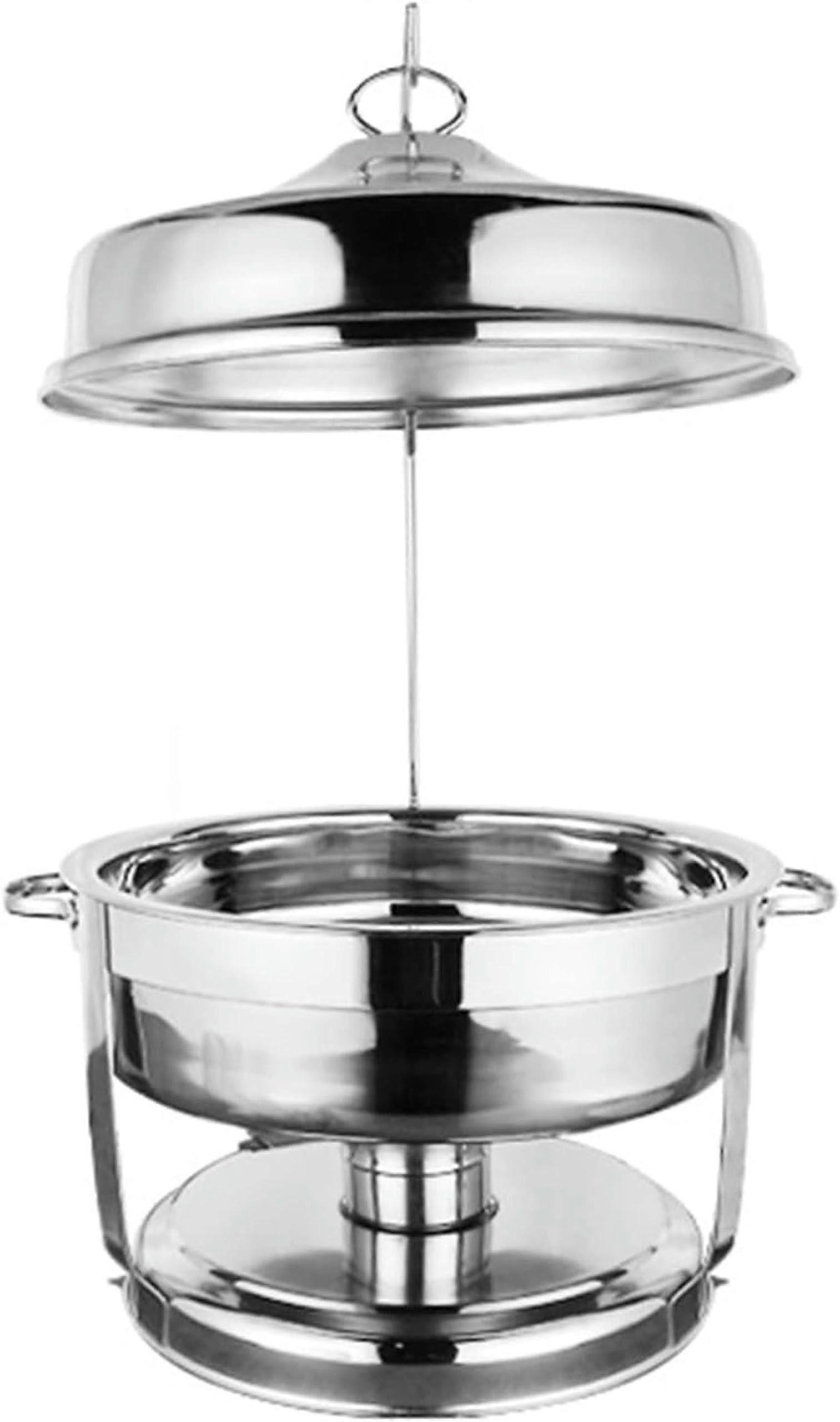Stainless Steel Buffet Cooking Plate with Glass Viewing Lid, 9L