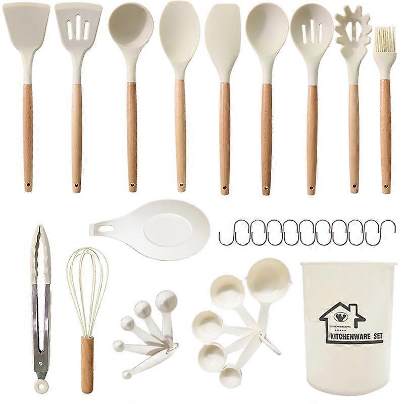14pc Silicone Kitchenware Set, Heat Resistant, White