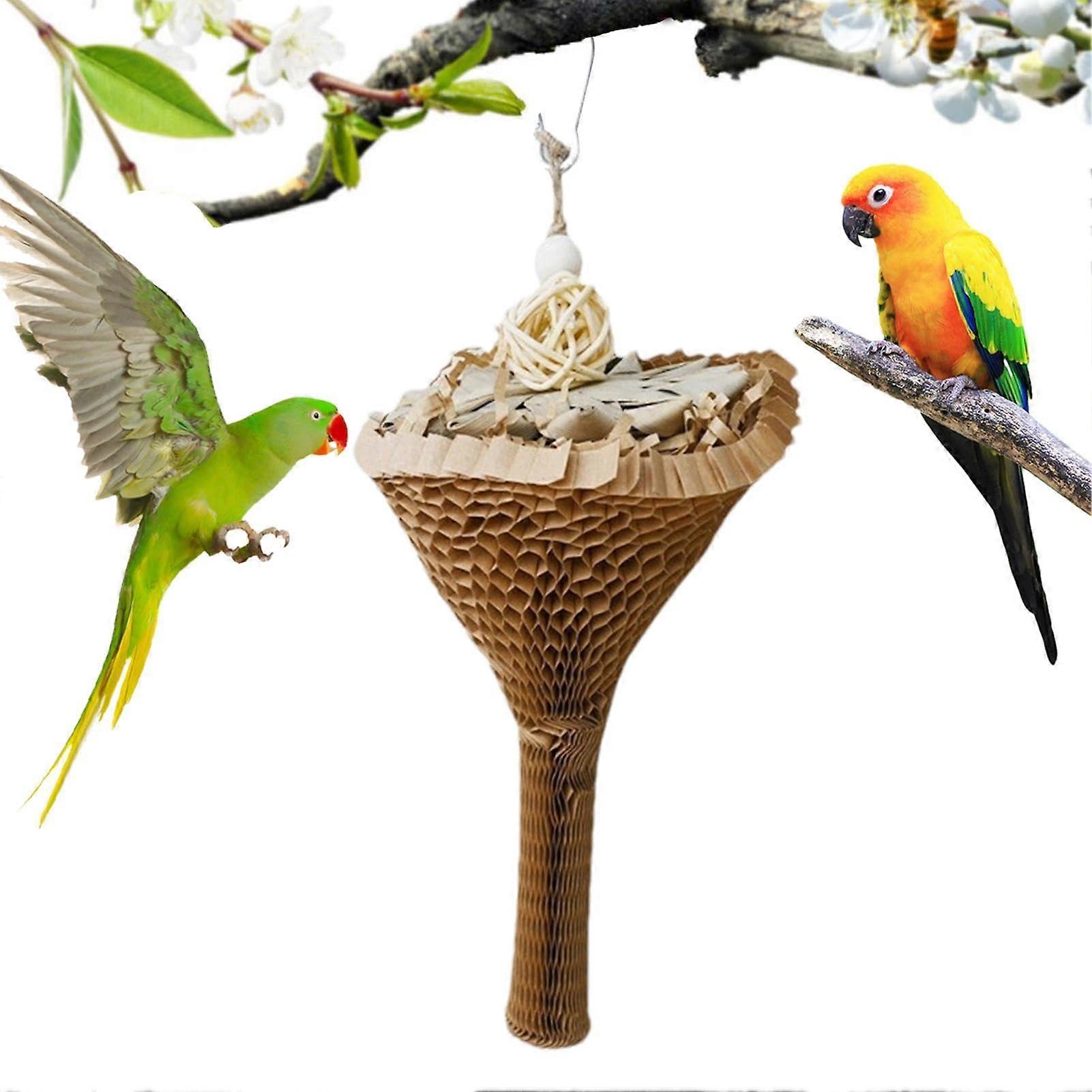 Parrot Shredder Toy, Foraging Shredder Toy Cone Design Bird Toy, Parrot Toy with Hooks, Toy for Shredding Bird Paper, Chewable Parrot Toy
