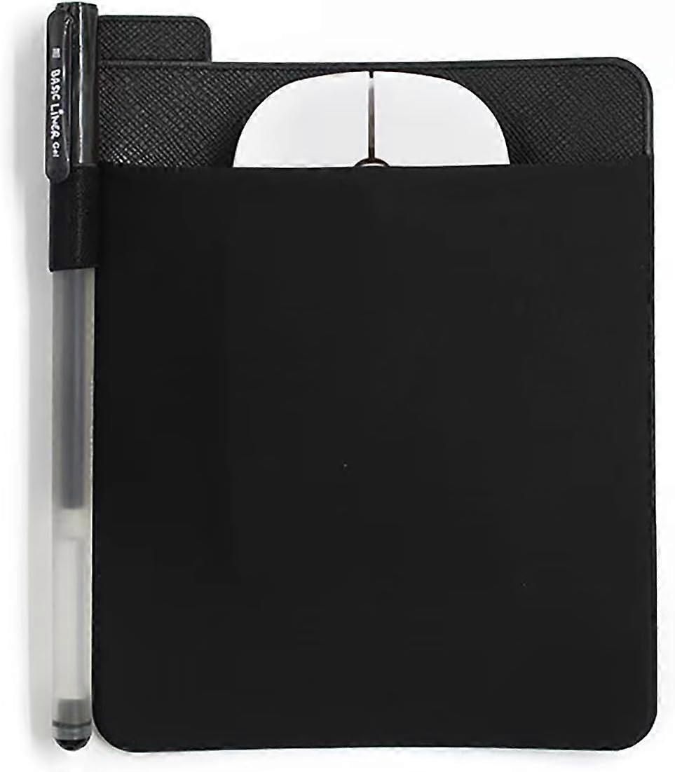 Universal Stick On Mouse Pouch, Wireless Mouse and Pen Holder, Reusable Adhesive, No Glue Residue, Compatible(black)