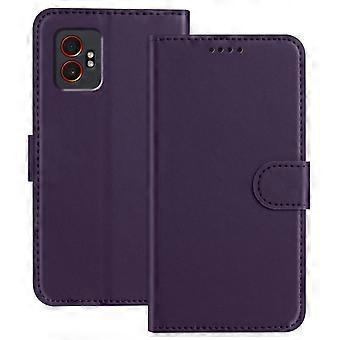 Til Samsung Galaxy XCover7 Pro Lær Veske Lommebok Stativ Ensfarget Anti Drop Telefon Deksel