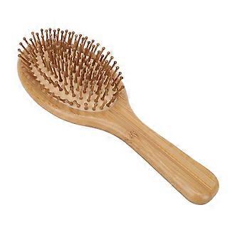 Hair Brush Bamboo Wooden Handle Wide Space Design Silicone ABS Material Portable Hair Paddle Brush for Home RoundYMMR)