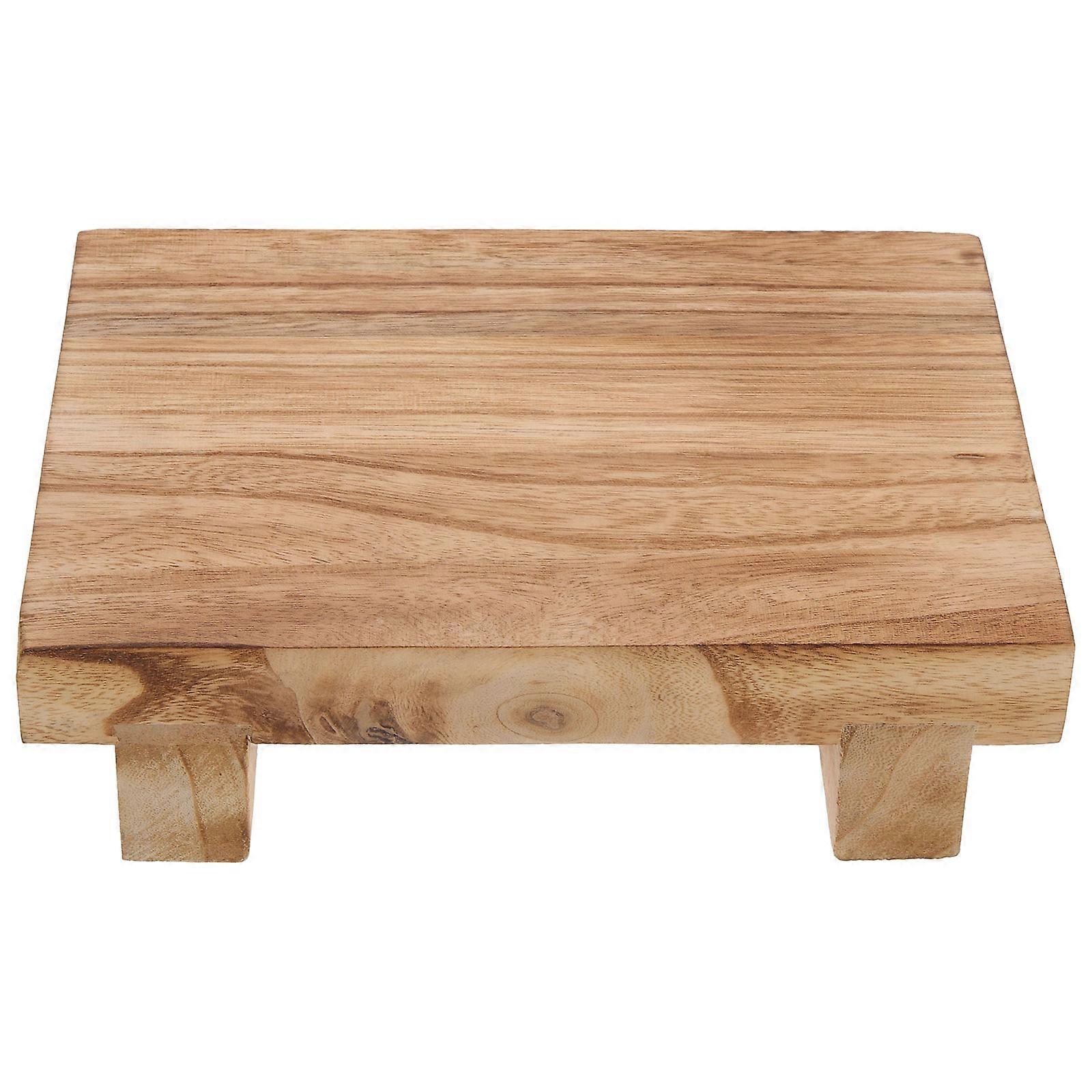Sturdy Rustic Wooden Display Stool Stand for Kitchen Counter – Pedestal for Candles, Soap Dispenser, Small Potted Plants, and Home Decor
