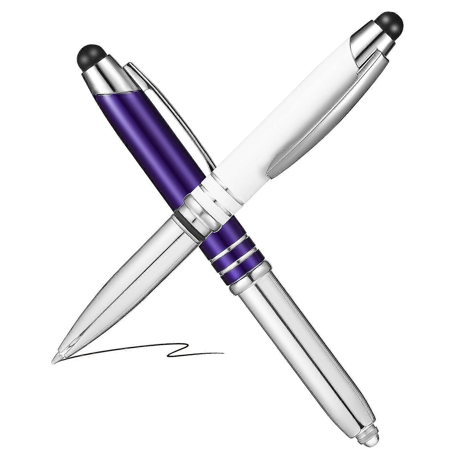 Capacitive Stylus 2Pcs Ballpoint Pens with Flashlight for Writing Use