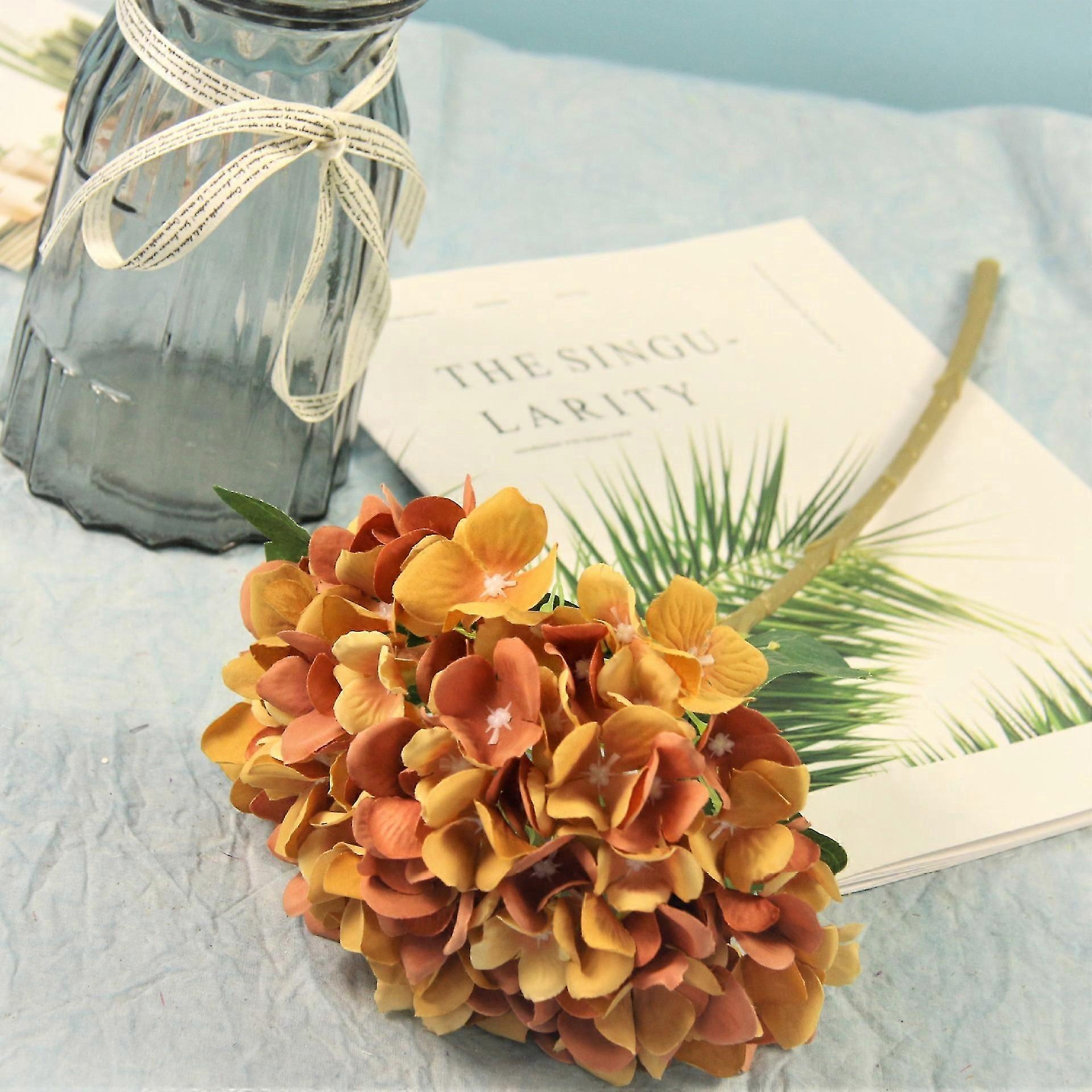 3-Piece Artificial Hydrangea Flowers for Home or Wedding Decor - 45cm (Coffee)