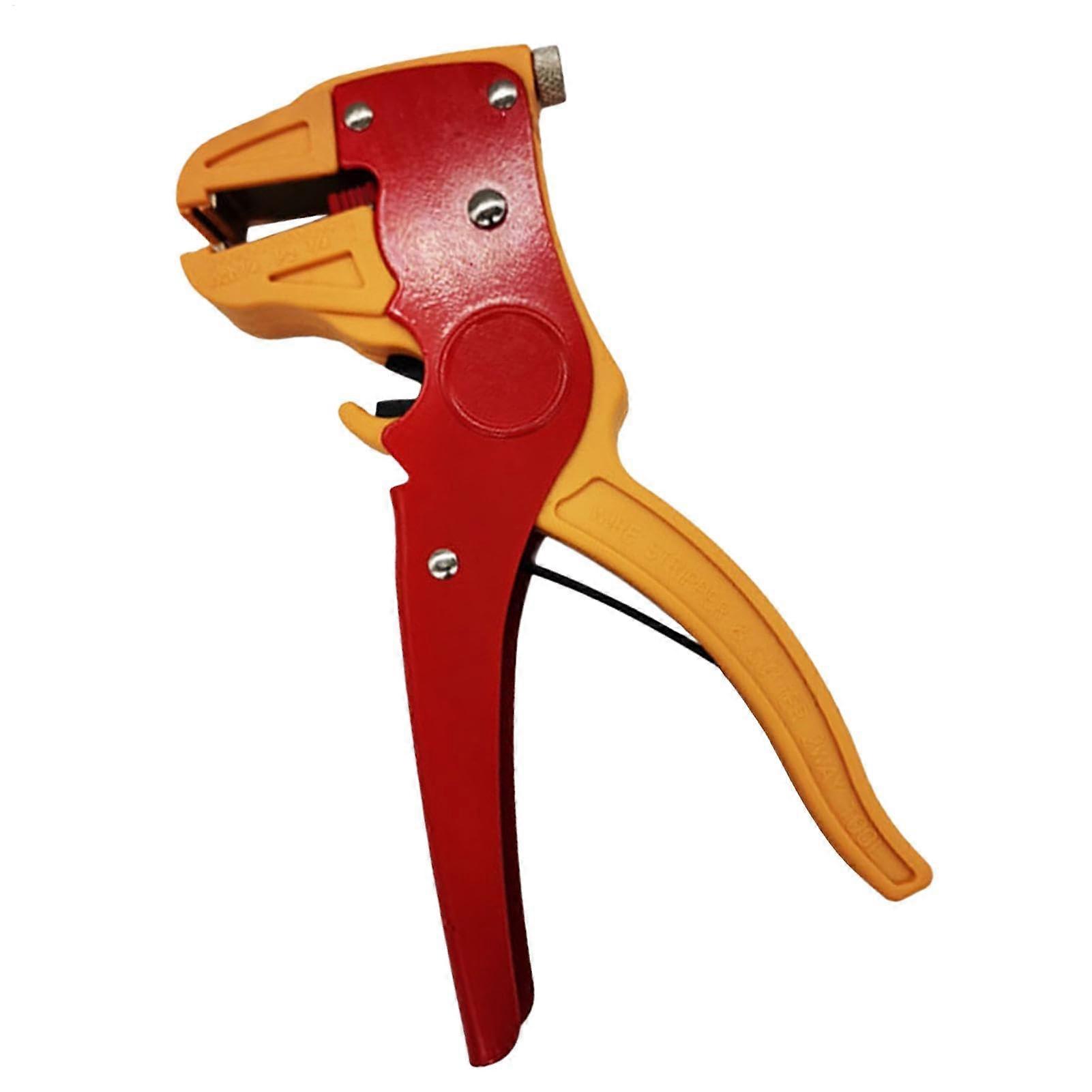 Adjustable Wire Stripper  2in1 Tool for Electrical Cable, NeedleNose Pliers  1424AWG Cutter, Yellow  Red