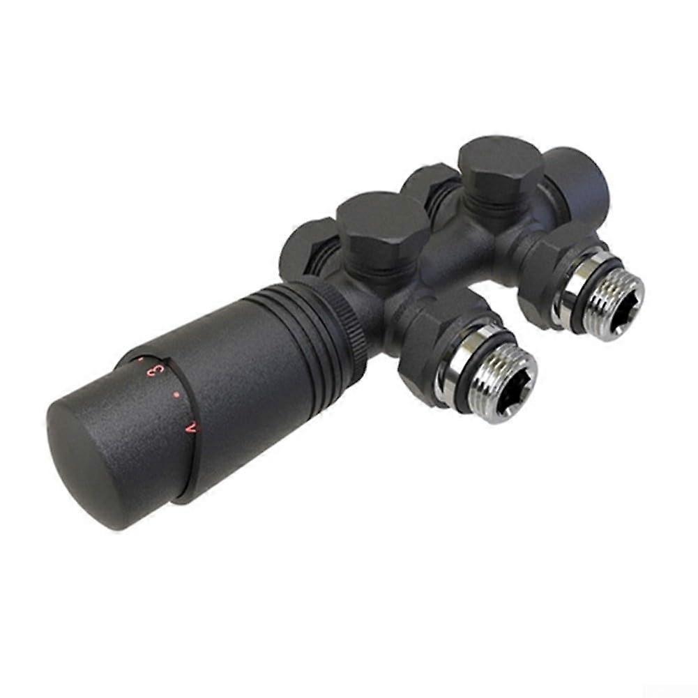 Thermostatic Radiator Valve - Brass Thermostatic Head for Heated Radiators in Black, Compatible with Standard Radiator Sizes