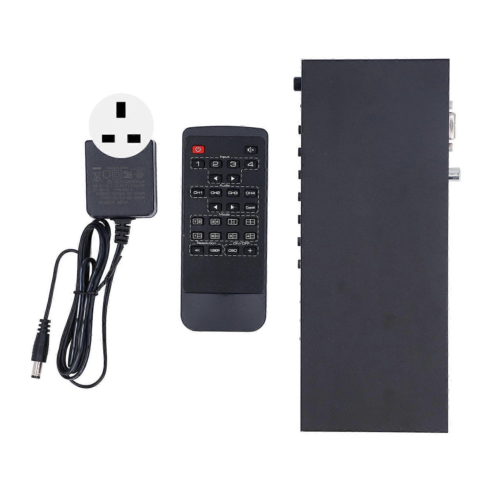 4K Quad Multi Viewer Switch: Seamless 4-in-1 HD Display with Multiple Modes & Outputs