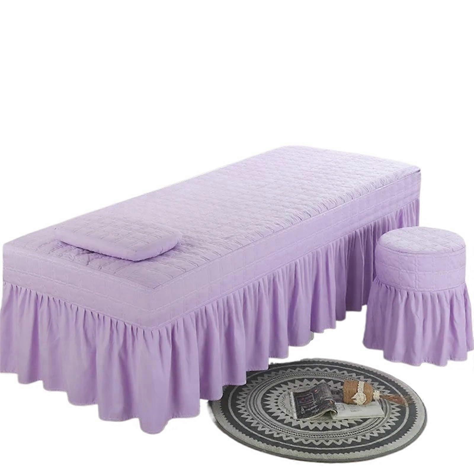 Massage table cover, elastic spa table cover, salon couch sheet (Purple, 80x190cm)