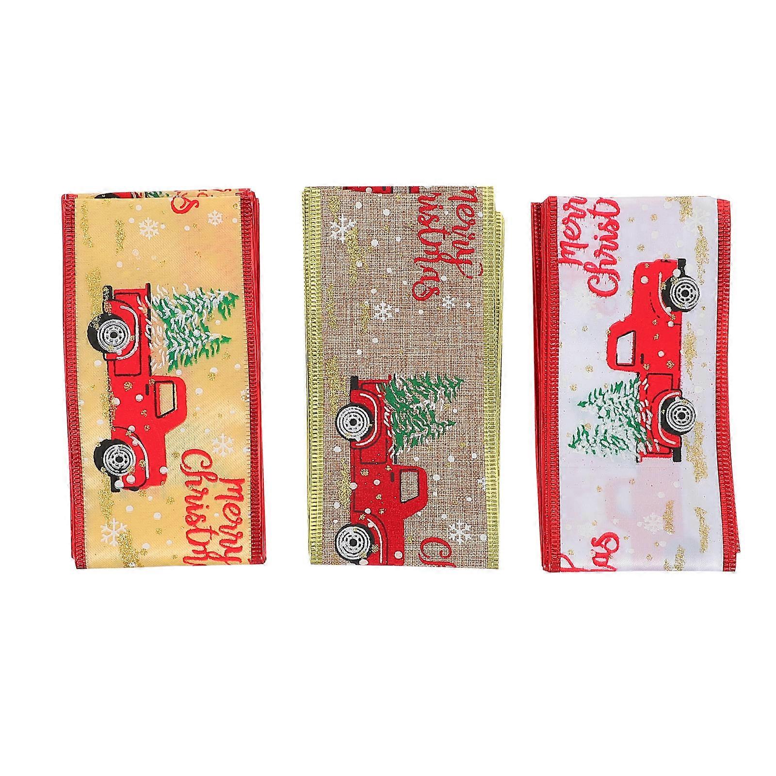 Paper Colored Ribbon For Floral Arrangement Natural Satin 200x6.3cm 3 Rolls