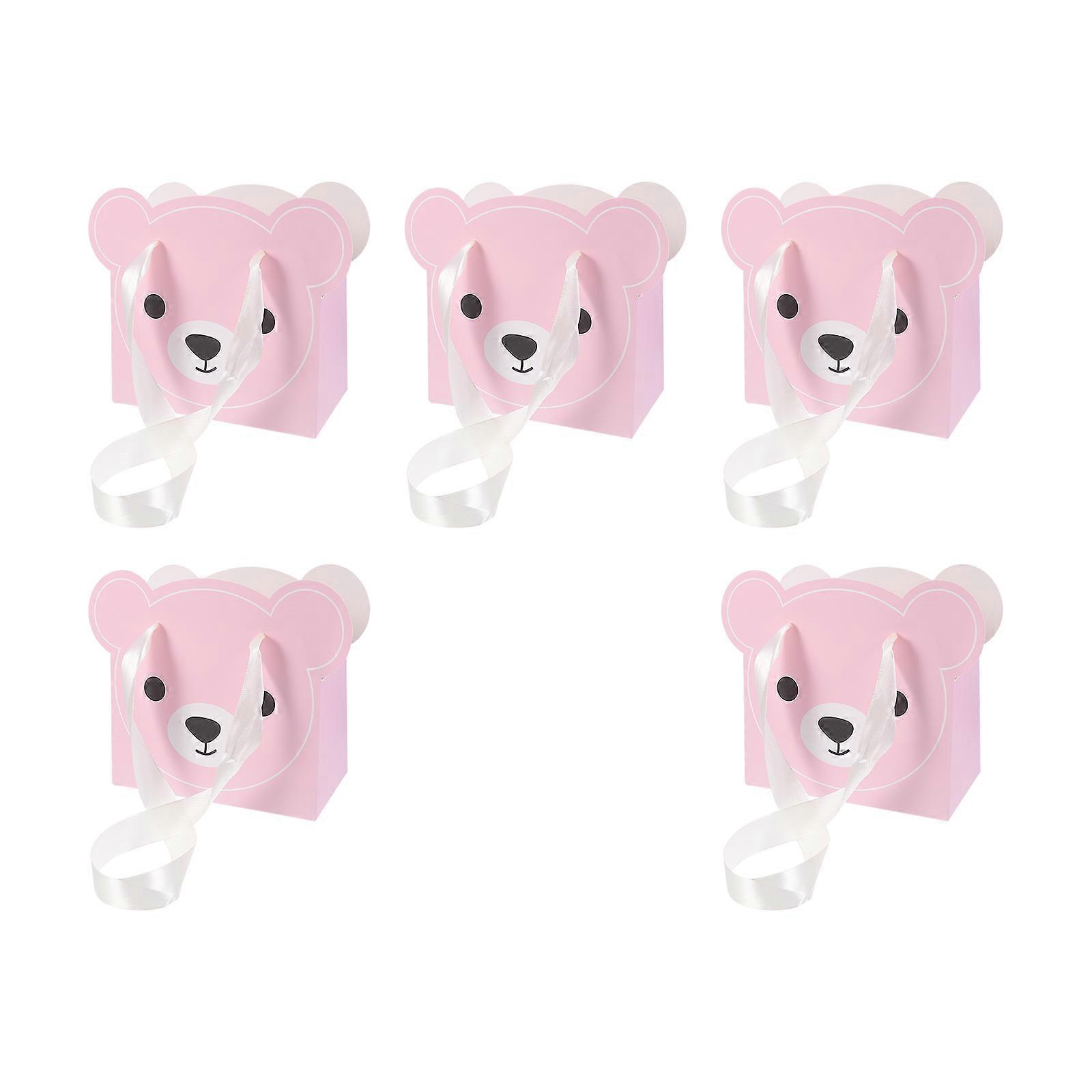 Handhold Flower Box Kraft Paper present Bag Portable Pink Desktop Decoration 22.5X10X18CM Florist Supplies Packaging 5Set