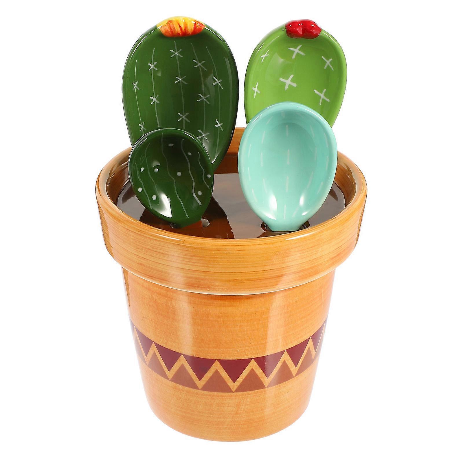 Here's a creative and engaging product description for your **Ceramic Cactus Measuring Spoon Set with Base**:

 

🌵 **1 Set Creative Cactus