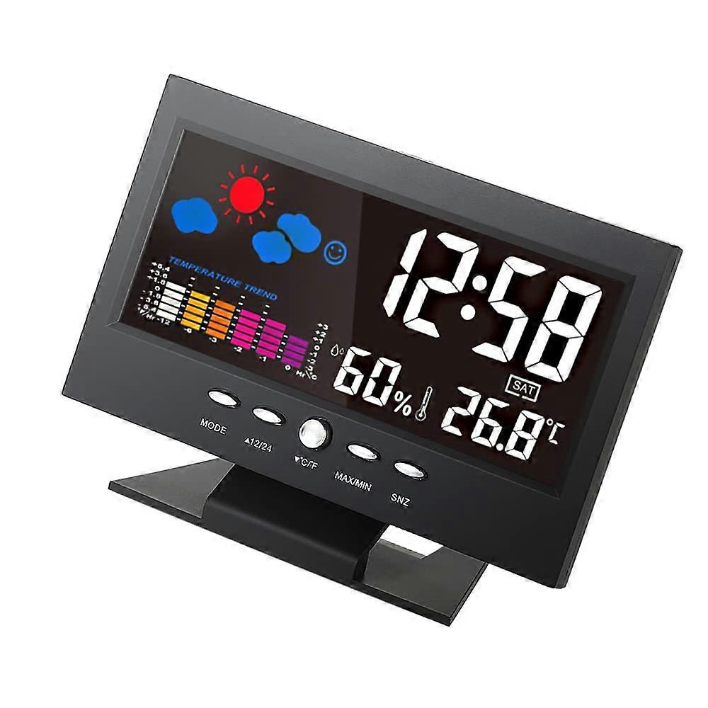 Multifunctional Indoor LCD Digital Temperature and Humidity Meter Clock Thermometer