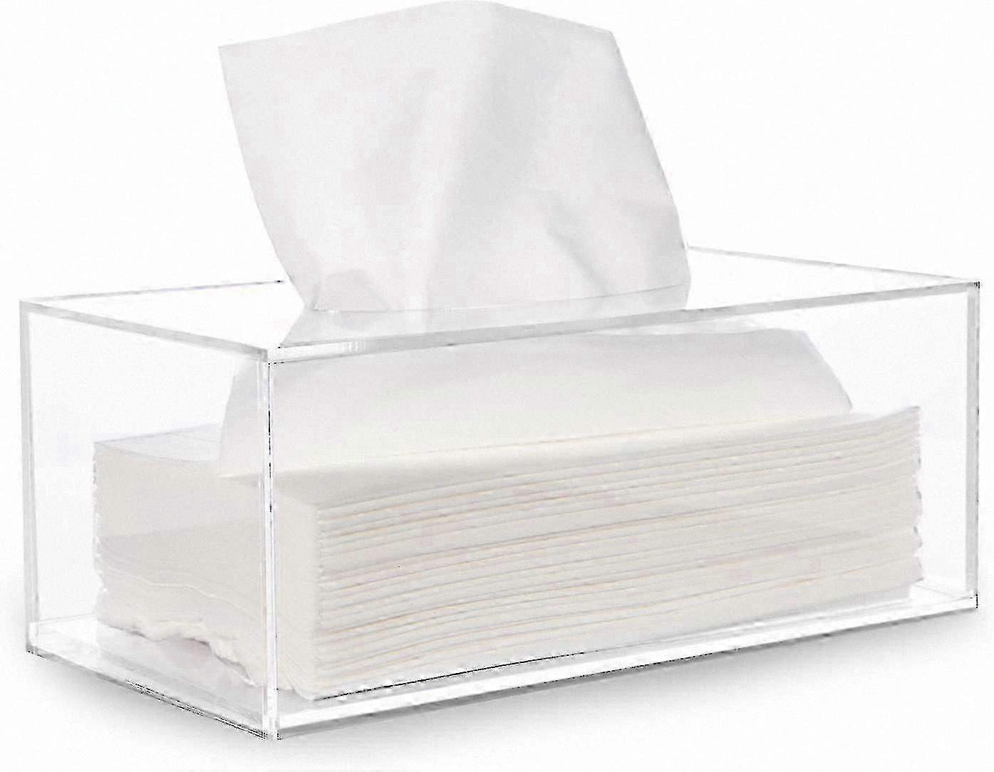 Clear Acrylic Rectangular Tissue Box Cover for Bathroom, Kitchen, and Office Use