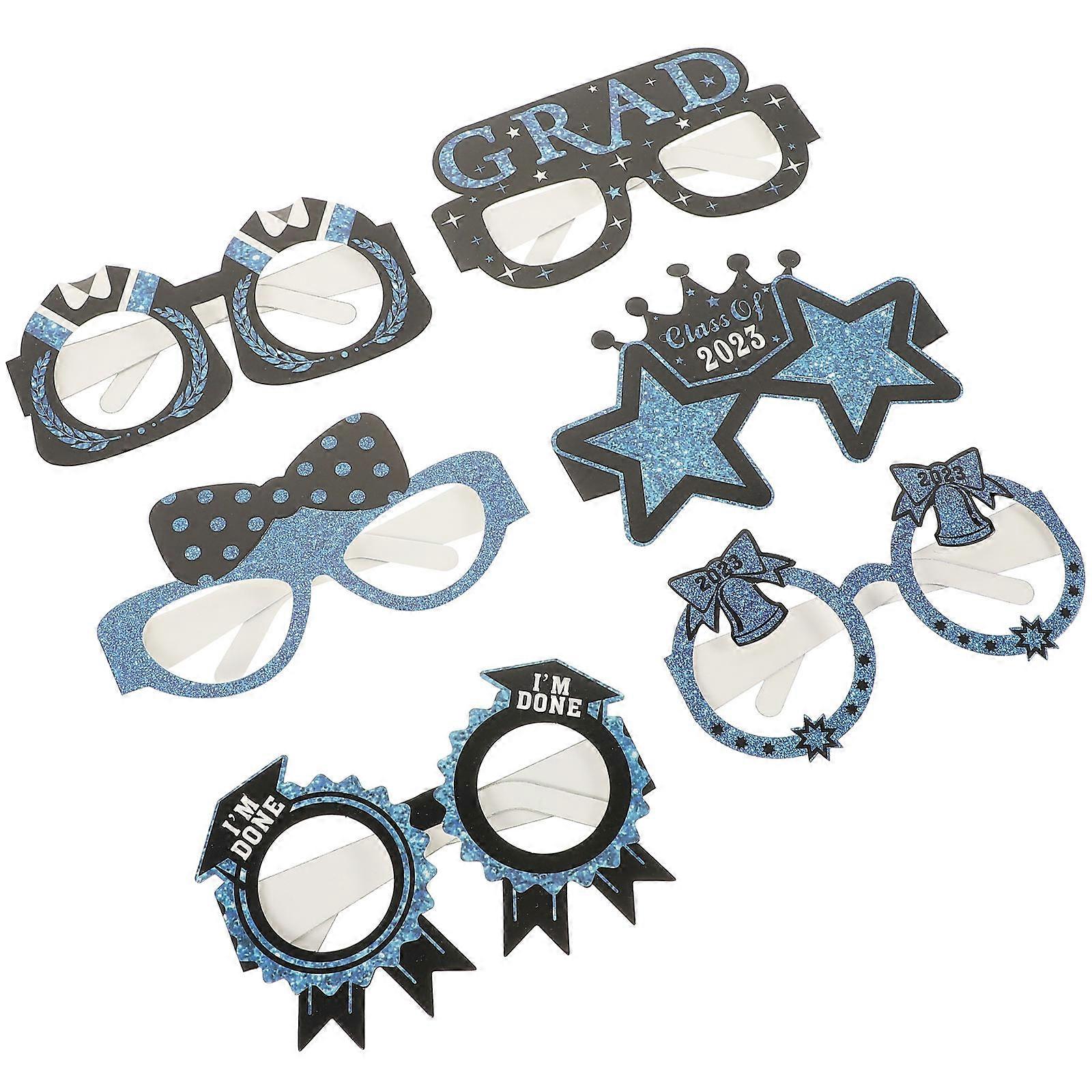 Graduation Party Decorations with Assorted Color Paper Eyeglasses Props for Photo Fun 12pcs
