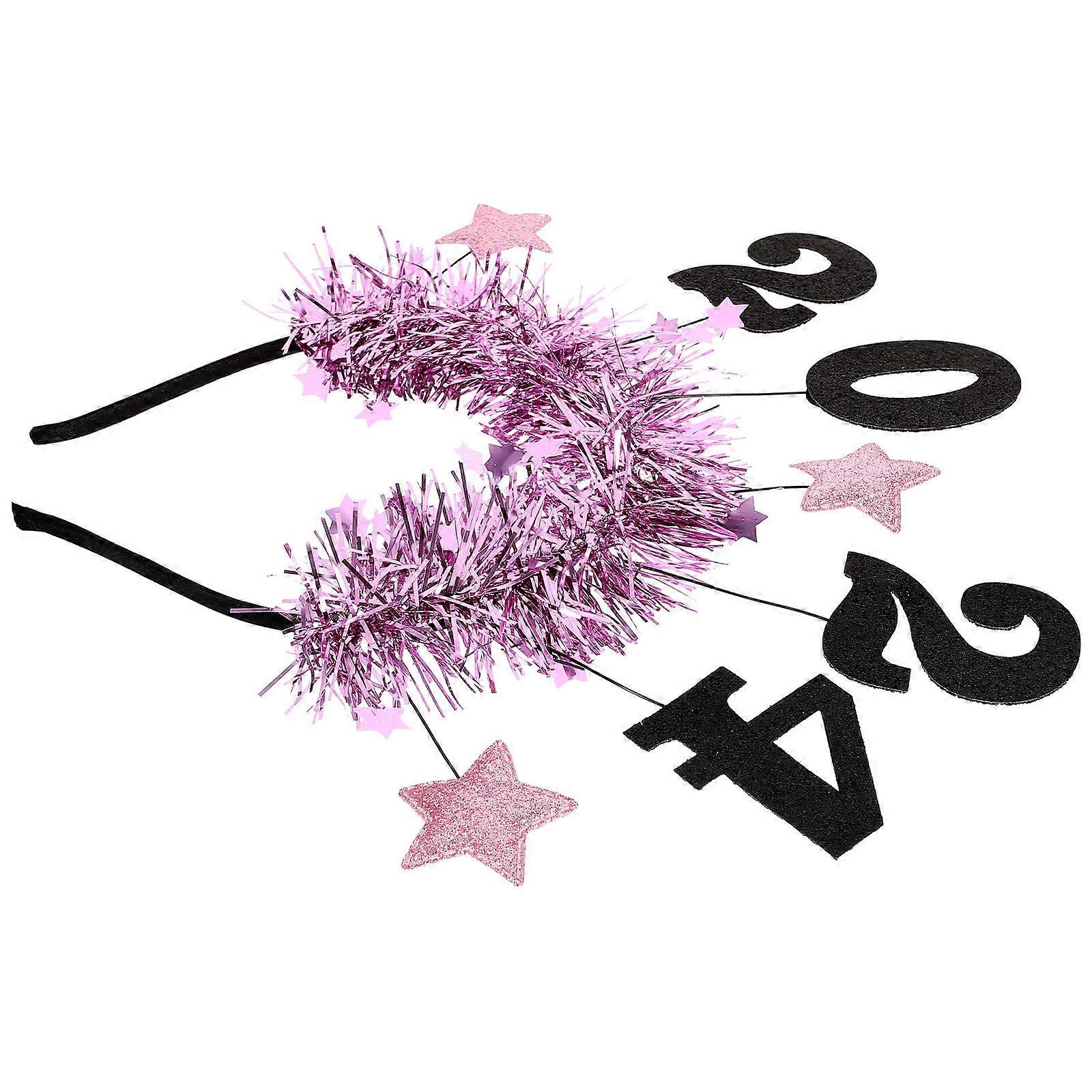 Glitter Headband for Women with Star and 2024 Design Comfortable and Festive for New Year Party Holiday Decoration