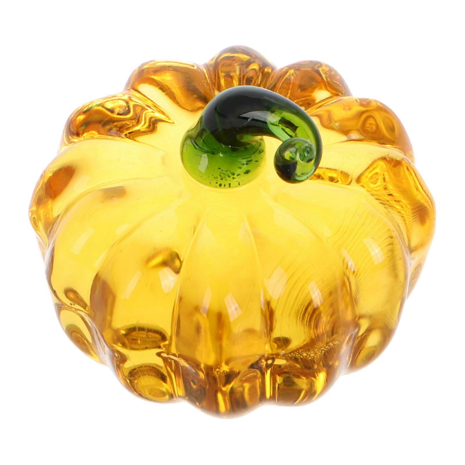 Glass Pumpkin Figurine Pumpkin Collectible Pumpkin Paperweight Desktop Pumpkin Sculpture For Fall Harvest And Thanksgiving Decor