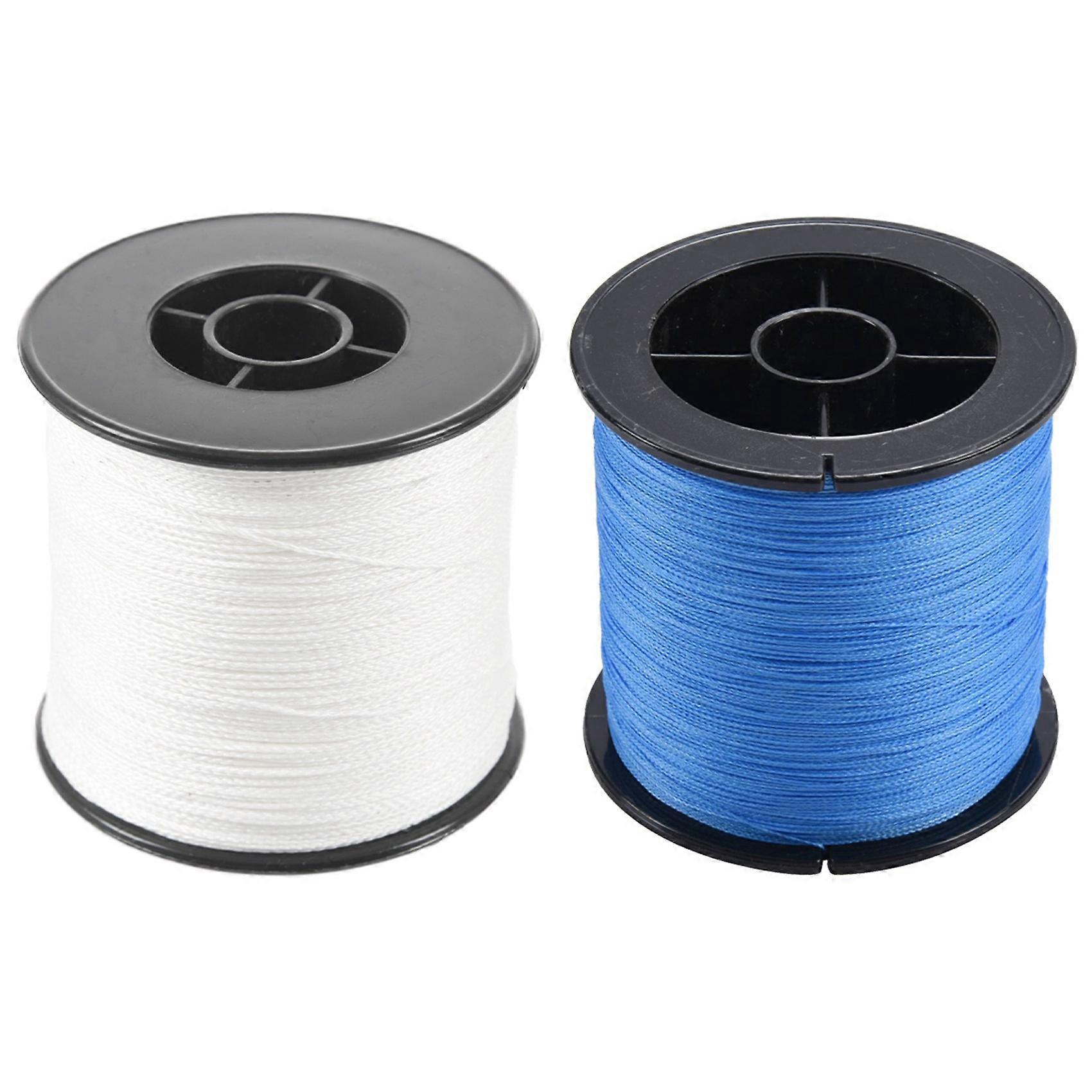 2 Pcs Fishing Line Strength PE Braided,500M 30LB 0.26mm 4 Strands Blue with 500M 100LB 0.5mm 4 Stran