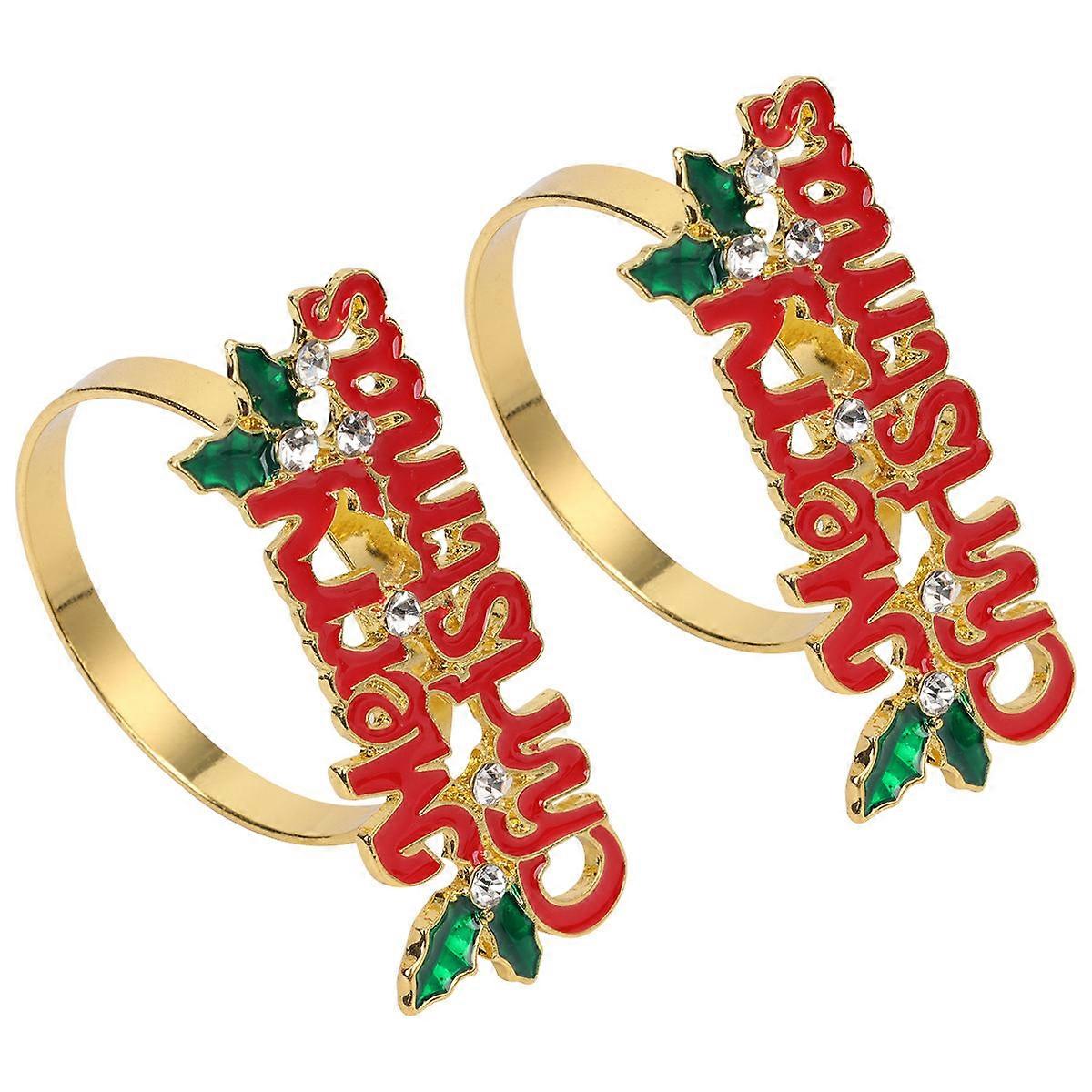 Golden Alloy Napkin Rings for Elegant Table Decoration 2 Pieces 1.5 Inches Diameter