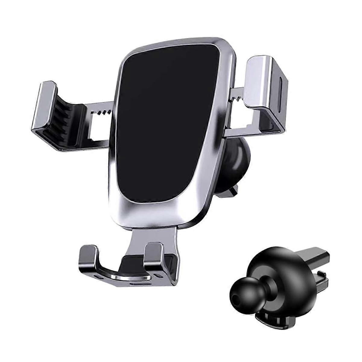 Mobile Phone Holder Car, NonSlip One Button Release 360° Rotatable Car Mount (Silver)