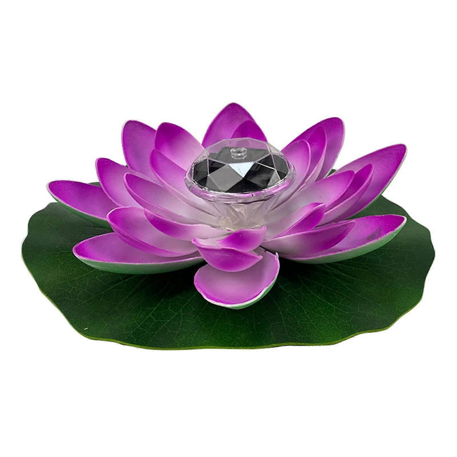 Lotus Flower Light Artificial Floating Solar Pool Lantern Purple 1 Piece Solar Powered Floating Lotus Flower Pond Decoration