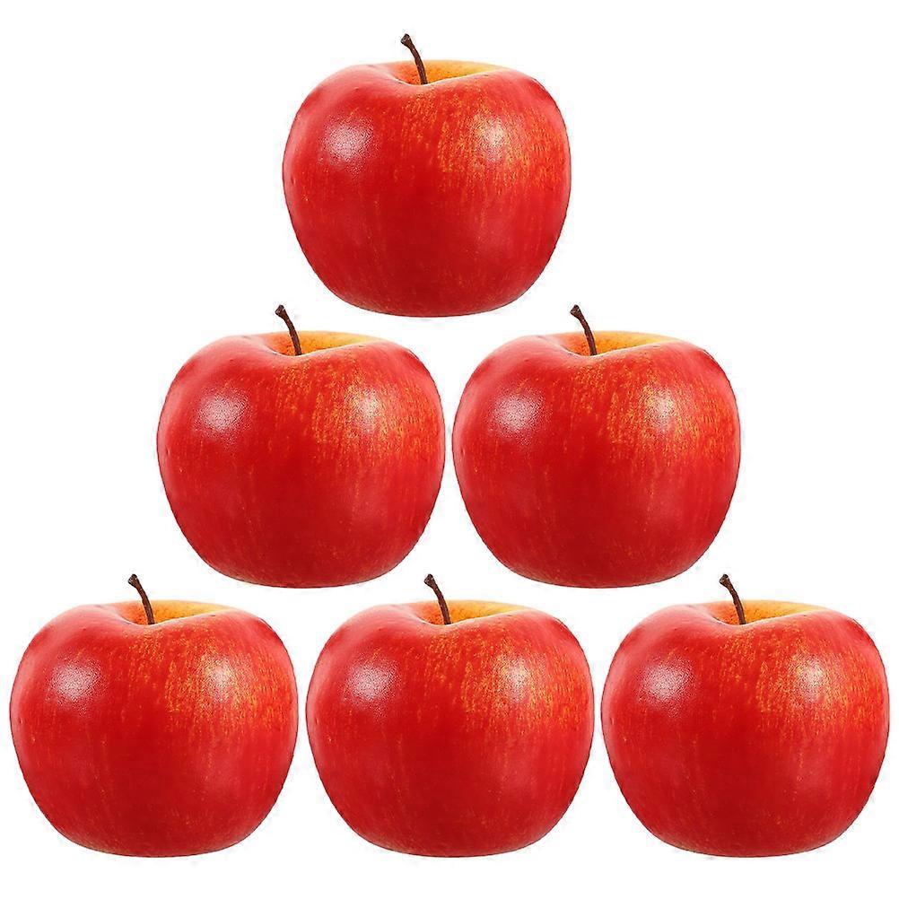 Artificial Fruits 6Pcs Lifelike Mini Decorative Props For Home Decor Red Color Features Foam Material