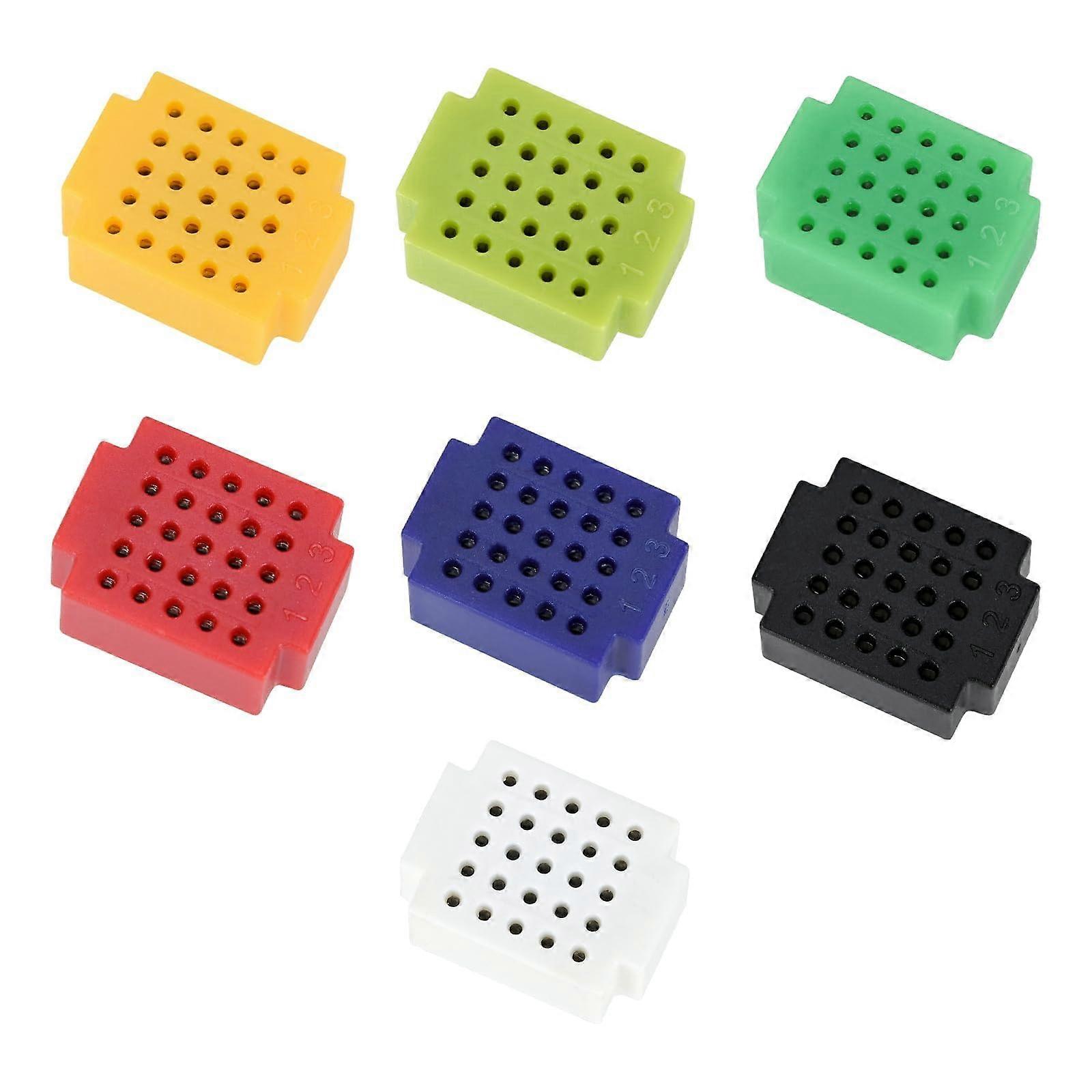 7pcs Mini Breadboard Solderless 25 Tie Points Prototype PCB Bread Board Electronics Kit Plates, ZY25, 7 Colors