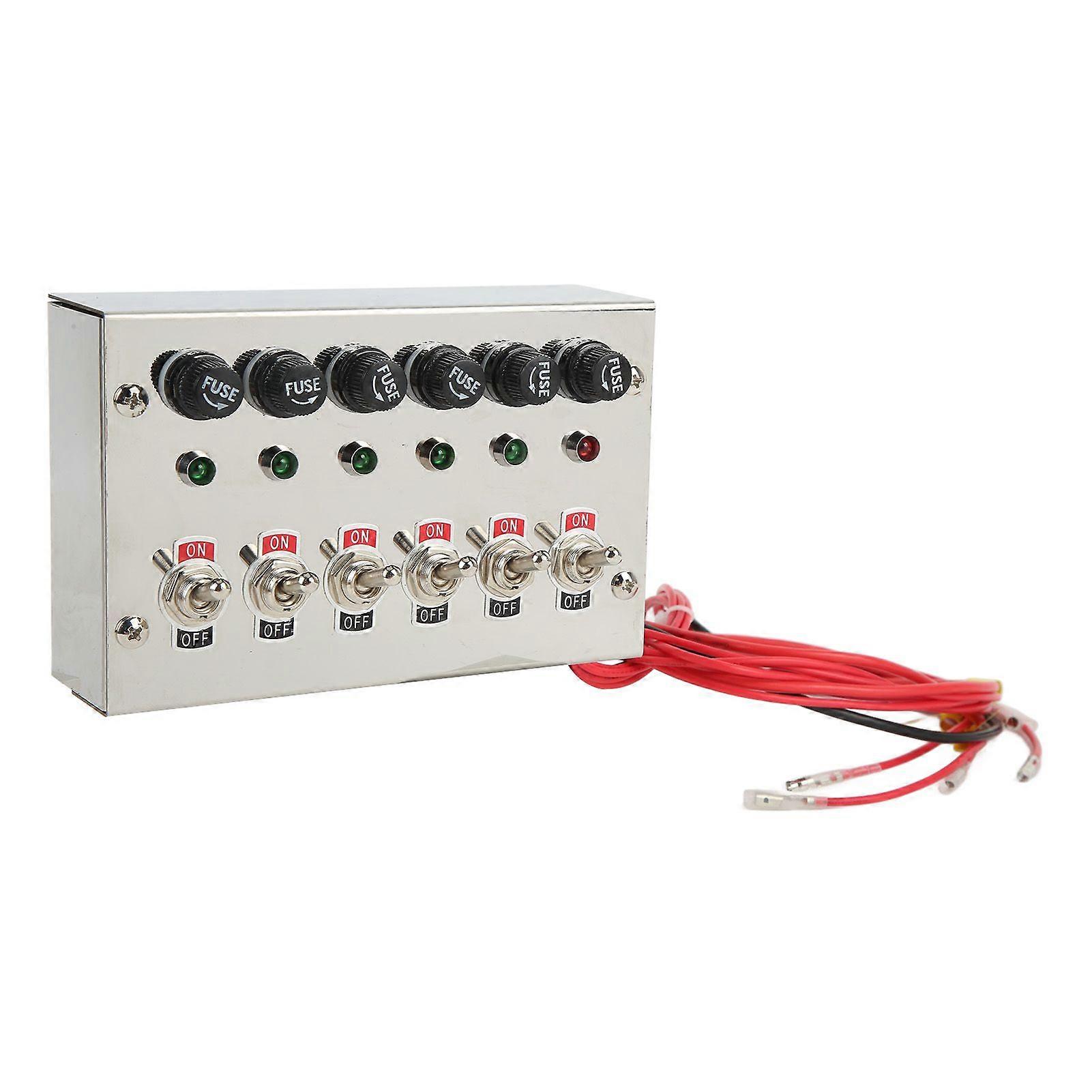 15A DC12V 24V toggle switch panel 6 gang with LED indicators
