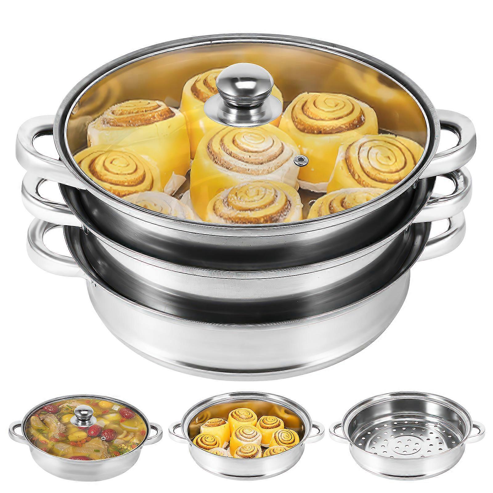 Thickened Stainless Steel Triple-Layer Multi-Function Pot 28cm  20/Carton
