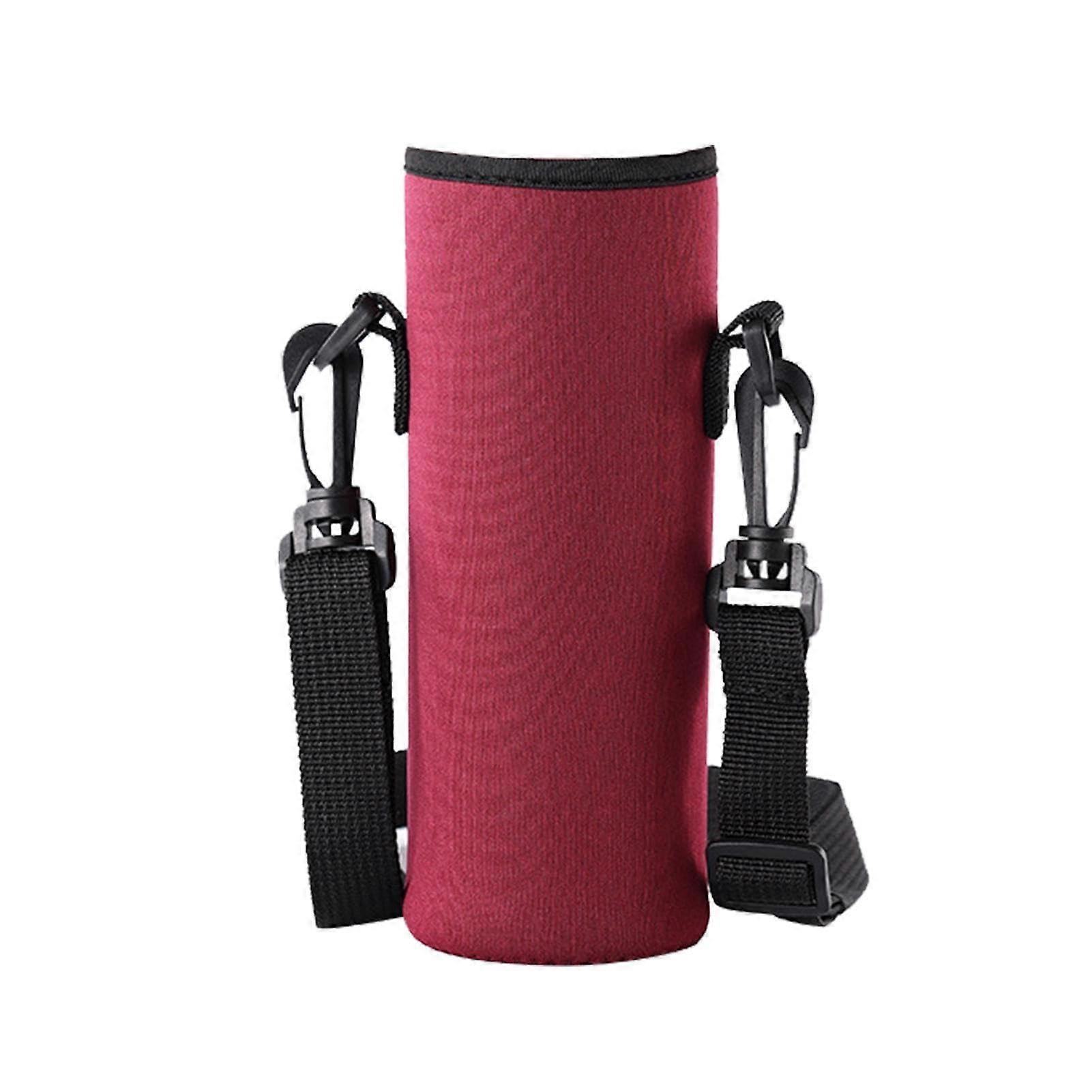 Bottle Holder - Insulated Neoprene Water Bottle Sleeve with Strap for Girls, 8x19 Inches, Red Wine Color