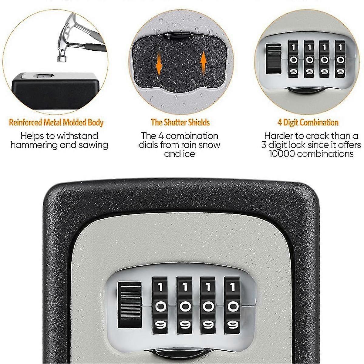 Key lock box wall mounted grey and black 2 pack p