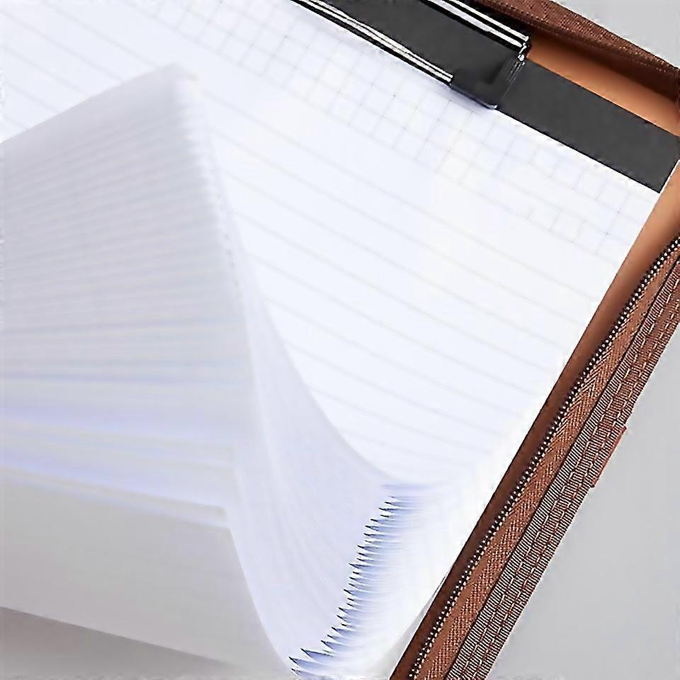 For Pu Leather Portfolio Folder With Zipper For Womenmen Notepad Browm