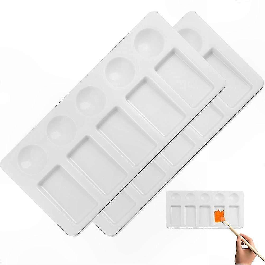 2 Pack Rectangular Paint Palette with 10 Wells for Watercolor and Oil Painting Art Projects