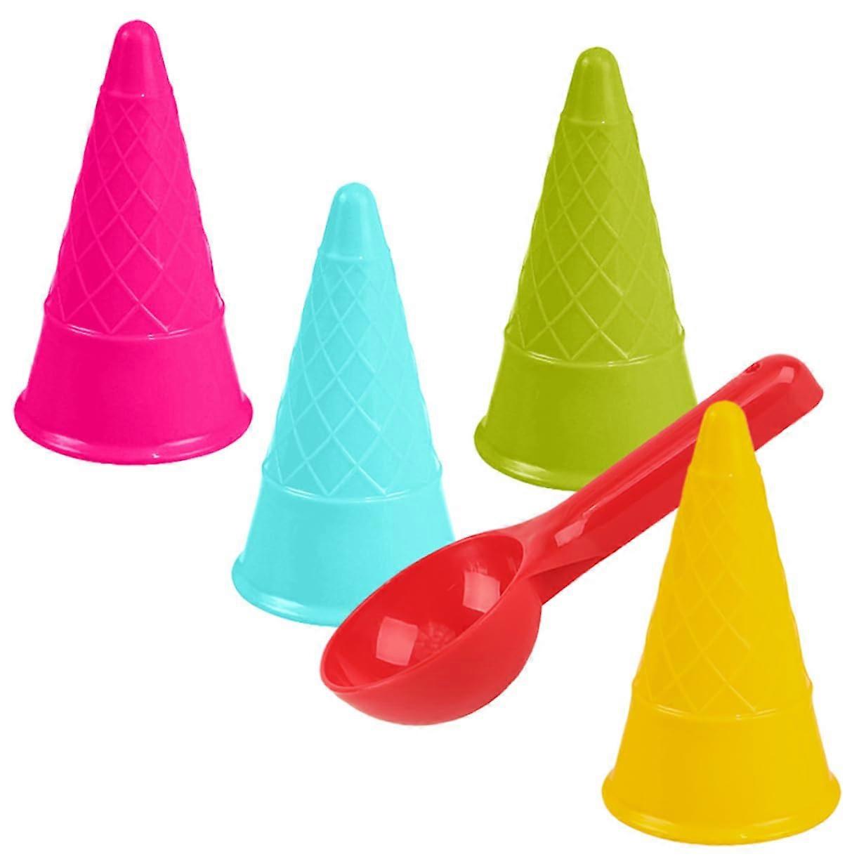 1 Set of Colorful Sand Toy Set with Spoons, Ice Cream Cone Design for Beach and Sandbox, Lightweight for Children's Hands, for Garden
