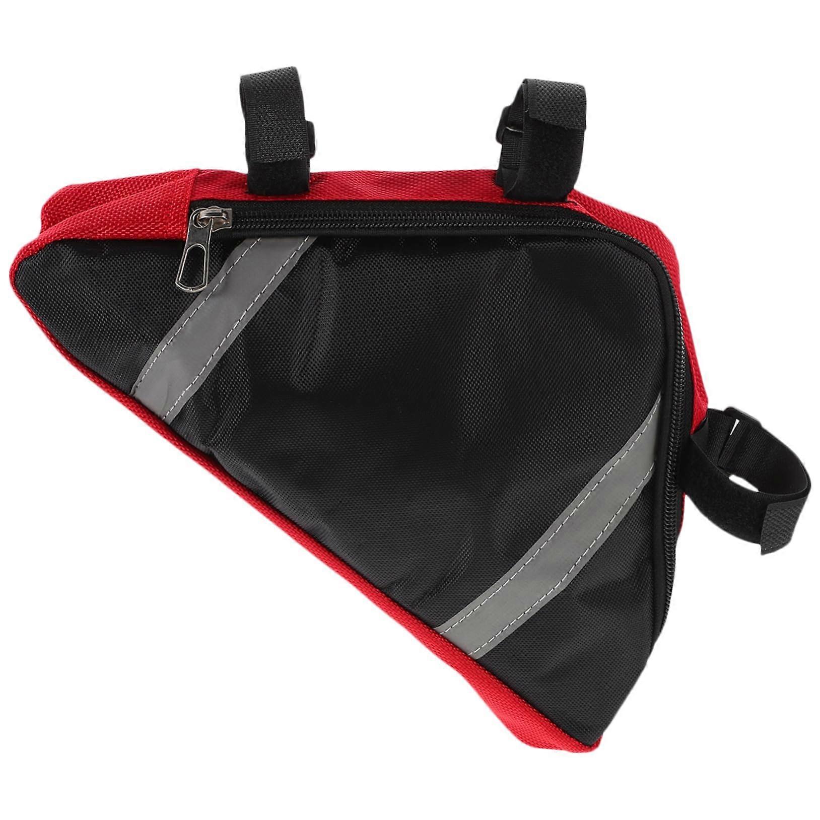 Bicycle Bag Front And Rear Waterproof Canvas Frame Bag For Adults Red Fits Most Bicycles Tool Storage