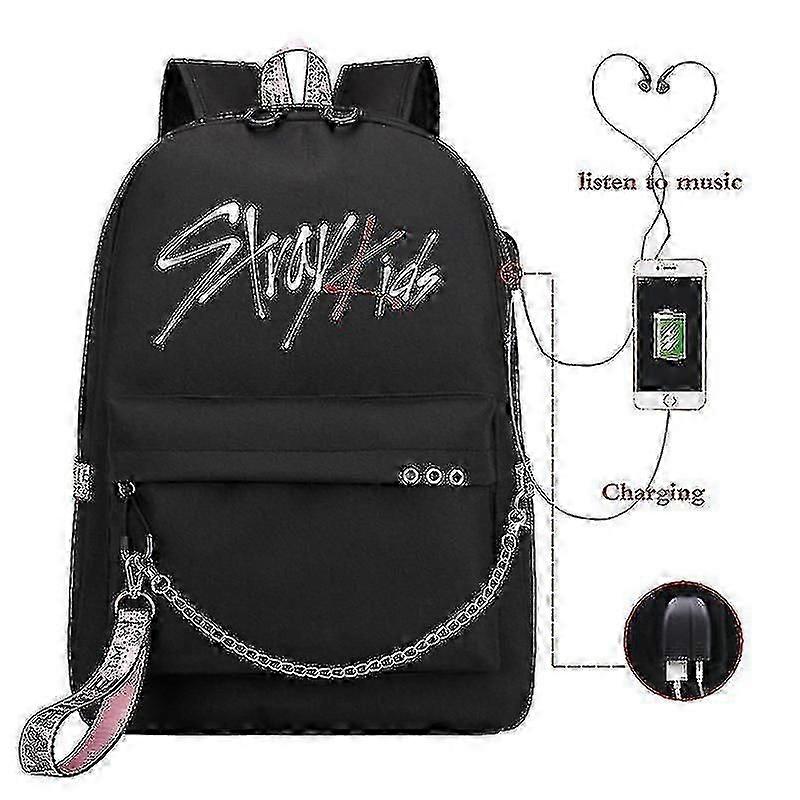 SJJYV الضالة الاطفال USB حقيبة ظهر الكورية النمط فيليكس حقيبة الكتب العودة إلى المدرسة بنين بنات المشجعين هدية حقيبة موتشيلا